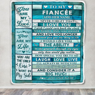 Personalized To My Fiancée From Fiancé Blanket Wood You Are My Love Birthday Gifts For Fiancee Anniversary Romantic Valentines Day Christmas Fleece Blanket | teecentury