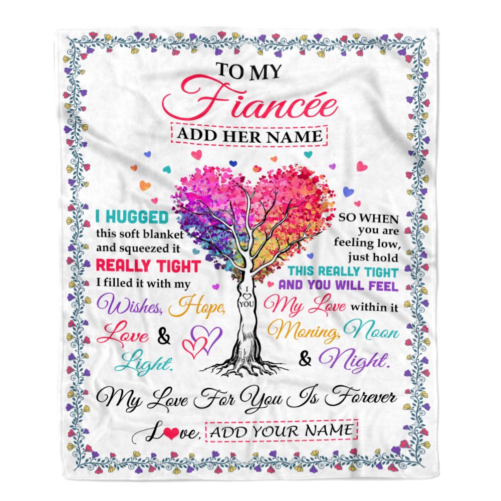 Personalized To My Fiancée Gifts From Fiance Hugged Blanket Birthday Gifts For Future Wife Romantic Valentines Day For Her Christmas Custom Fleece Blanket | teecentury