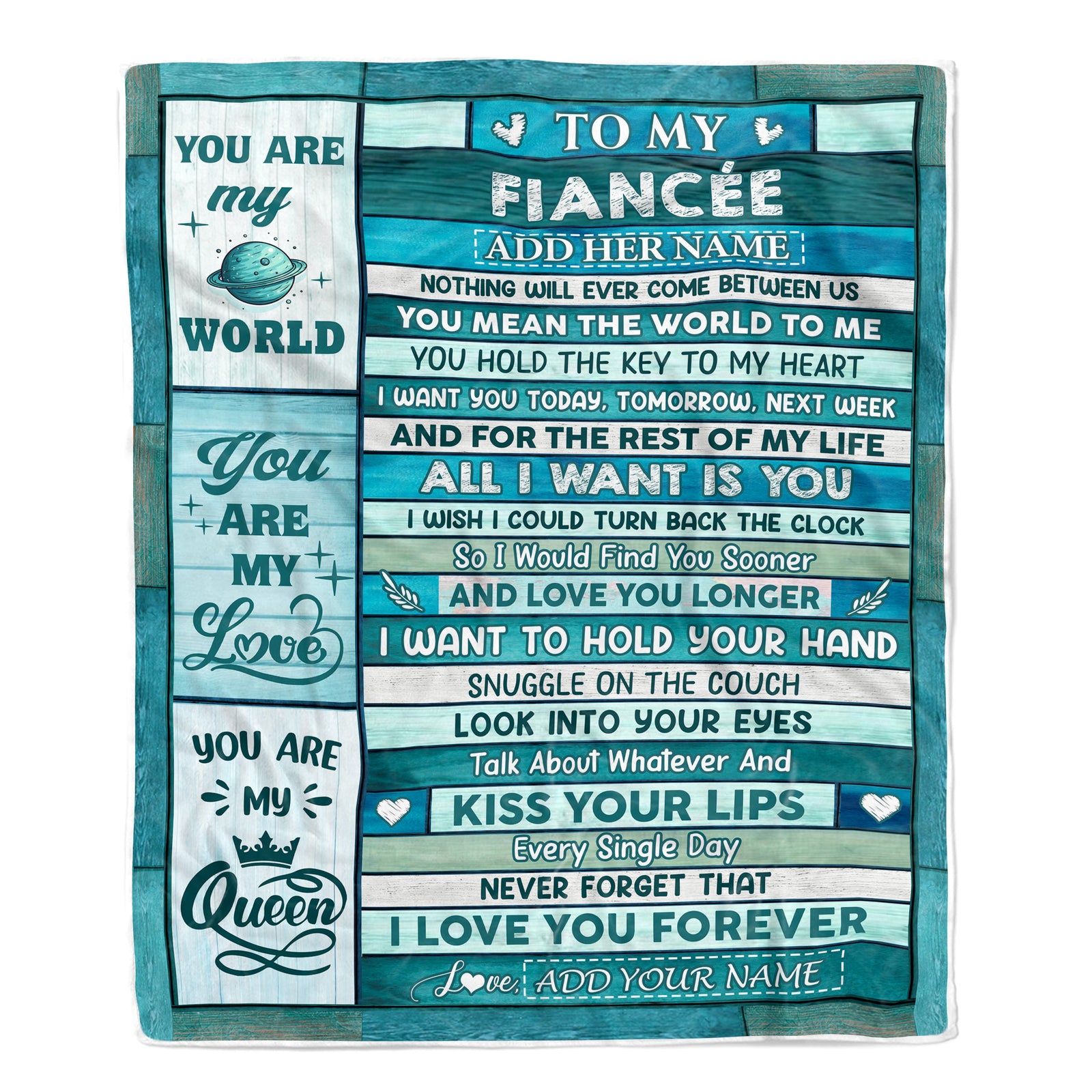 Personalized To My Fiancée Gifts From Husband Blanket Wood Love You Longer Valentines Anniversary Romantic Birthday Gifts For Fiancée Christmas Fleece Blanket | teecentury