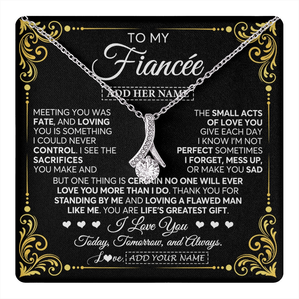 Alluring Beauty Necklace 14K White Gold Finish | 1 | Personalized To My Fiancée Gifts Necklace From Fiancé A Meaningful Romantic Jewelry Gift For Anniversary Birthday Christmas Custom Gift Box Message Card | https://teecentury.