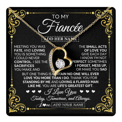 Forever Love Necklace 18K Yellow Gold Finish | 1 | Personalized To My Fiancée Gifts Necklace From Fiancé A Meaningful Romantic Jewelry Gift For Anniversary Birthday Christmas Custom Gift Box Message Card | https://teecentury.