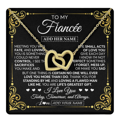 Interlocking Hearts Necklace 18K Yellow Gold Finish | 1 | Personalized To My Fiancée Gifts Necklace From Fiancé A Meaningful Romantic Jewelry Gift For Anniversary Birthday Christmas Custom Gift Box Message Card | https://teecentury.
