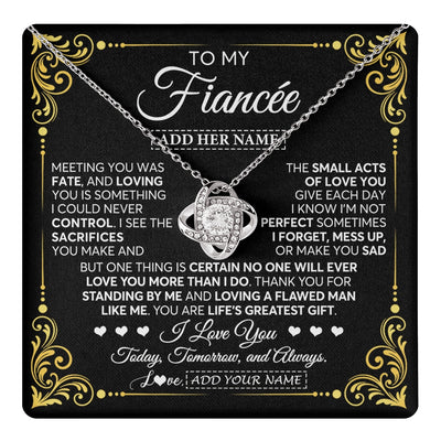 Love Knot Necklace 14K White Gold Finish | 1 | Personalized To My Fiancée Gifts Necklace From Fiancé A Meaningful Romantic Jewelry Gift For Anniversary Birthday Christmas Custom Gift Box Message Card | https://teecentury.