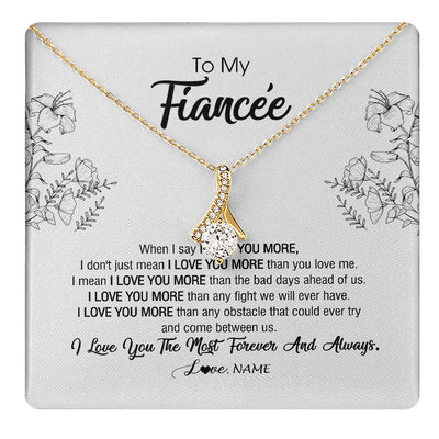 Alluring Beauty Necklace 18K Yellow Gold Finish | 1 | Personalized To My Fiancee Necklace From Fiance I Love You More Girlfriend Birthday Anniversary Wedding Valentines Day Christmas Customized Message Card | teecentury