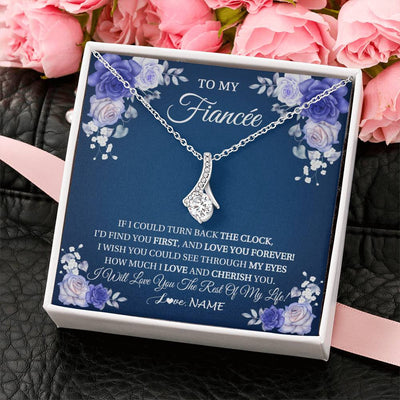 Alluring Beauty Necklace 14K White Gold Finish | 2 | Personalized To My Fiancée Necklace From Fiance Love You Forever Future Wife Birthday Engagement Valentines Day Christmas Customized Gift Box Message Card | teecentury