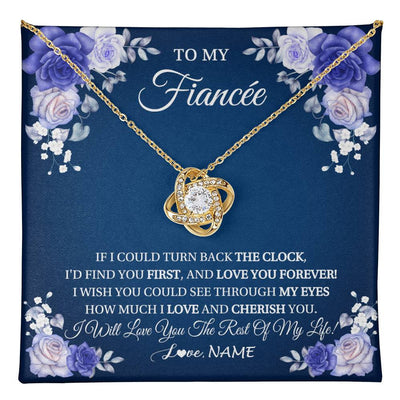 Love Knot Necklace 18K Yellow Gold Finish | 1 | Personalized To My Fiancée Necklace From Fiance Love You Forever Future Wife Birthday Engagement Valentines Day Christmas Customized Gift Box Message Card | teecentury