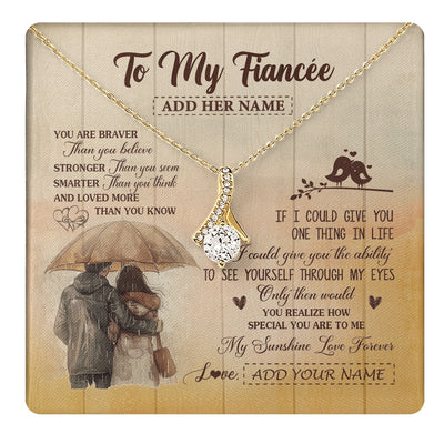 Alluring Beauty Necklace 18K Yellow Gold Finish | 1 | Personalized To My Fiancée Necklace From Fiancé You Are Braver Fiancee Birthday Gifts Anniversary Romantic Valentines Christmas Custom Gift Box Message Card | https://teecentury.