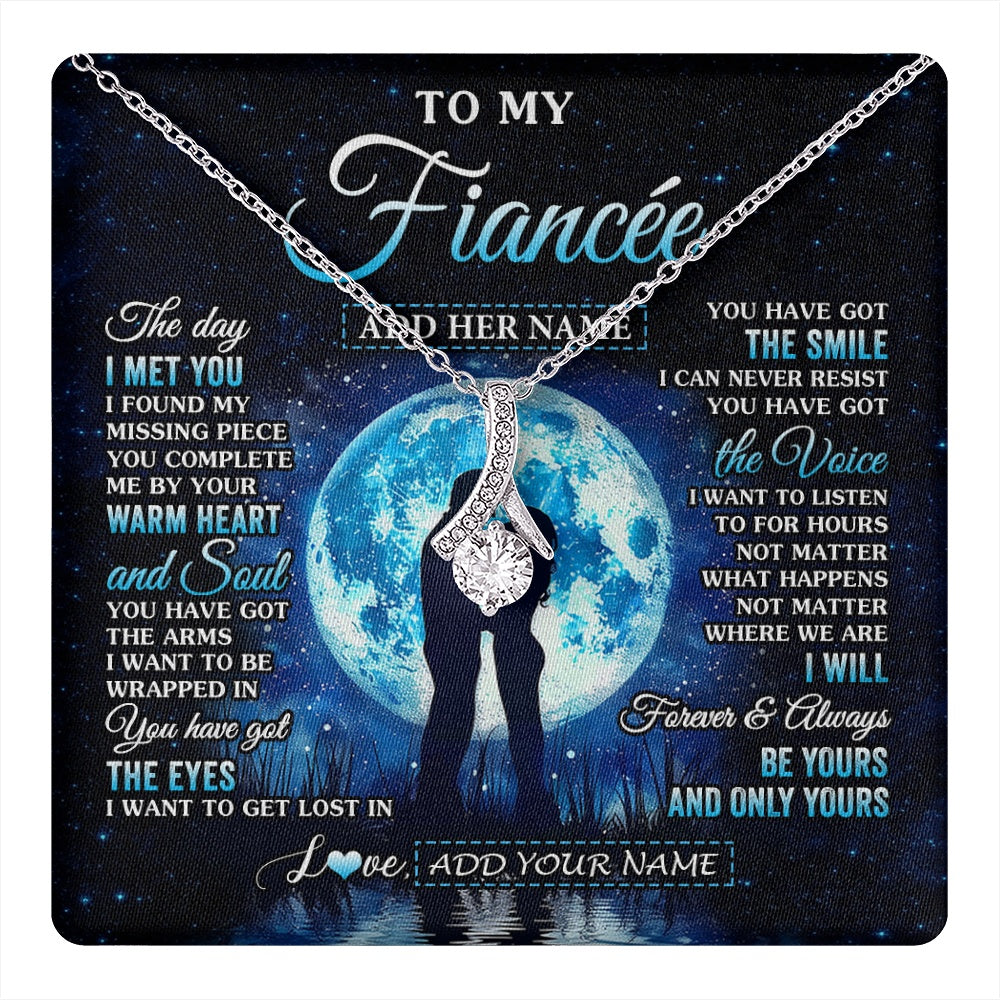 Alluring Beauty Necklace 14K White Gold Finish | 1 | Personalized To My Fiancée Necklace The Day I Met You Future Wife Birthday Gifts Romantic Valentines Day For Her Christmas Custom Gift Box Message Card | teecentury.myshopify