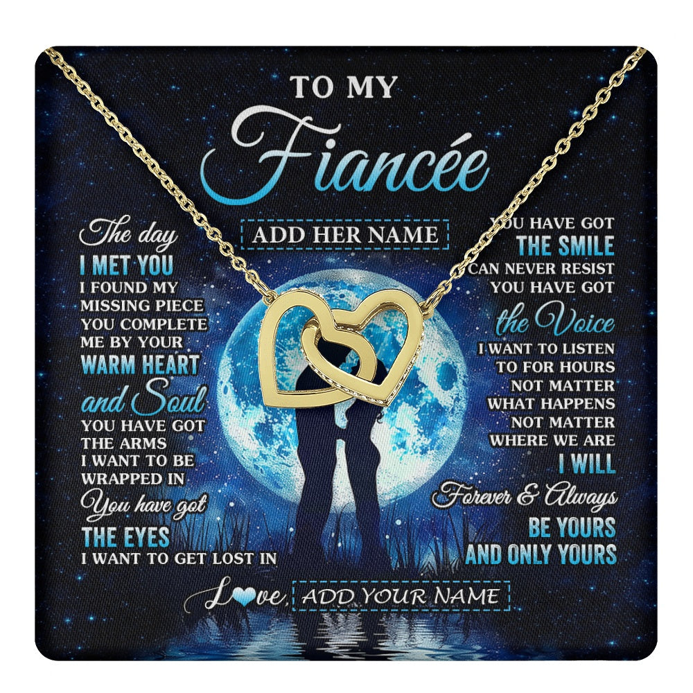 Interlocking Hearts Necklace 18K Yellow Gold Finish | 1 | Personalized To My Fiancée Necklace The Day I Met You Future Wife Birthday Gifts Romantic Valentines Day For Her Christmas Custom Gift Box Message Card | teecentury.myshopify