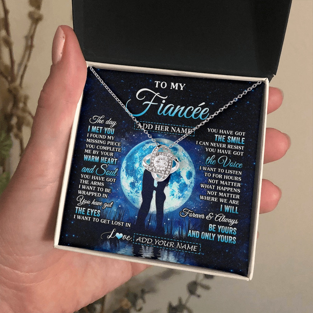 Love Knot Necklace 14K White Gold Finish | 2 | Personalized To My Fiancée Necklace The Day I Met You Future Wife Birthday Gifts Romantic Valentines Day For Her Christmas Custom Gift Box Message Card | teecentury.myshopify