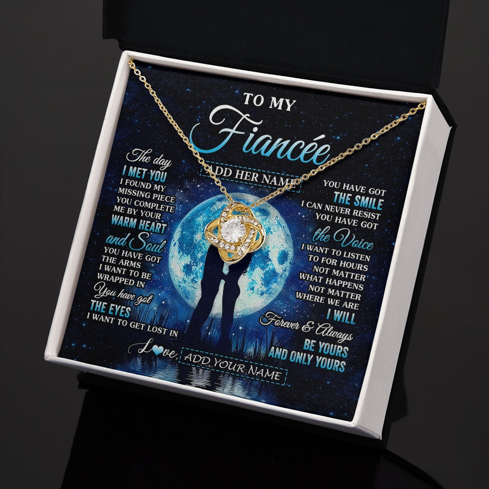 Love Knot Necklace 18K Yellow Gold Finish | 2 | Personalized To My Fiancée Necklace The Day I Met You Future Wife Birthday Gifts Romantic Valentines Day For Her Christmas Custom Gift Box Message Card | teecentury.myshopify