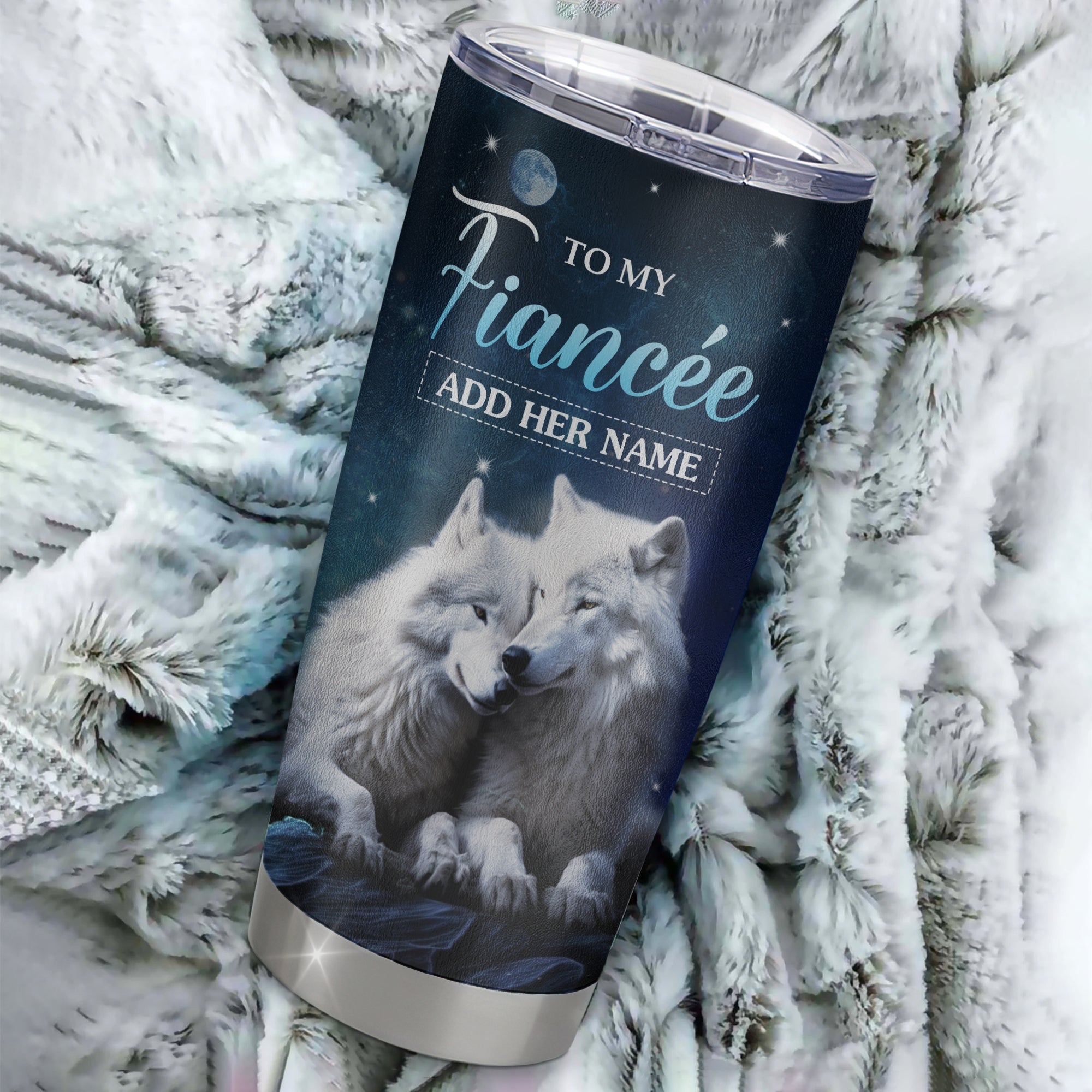Personalized To My Fiancée Tumbler From Fiancé I Want You Wolf Fiancee Birthday Gifts For Her Anniversary Valentines Christmas Custom Stainless Steel Travel Mug | teecentury