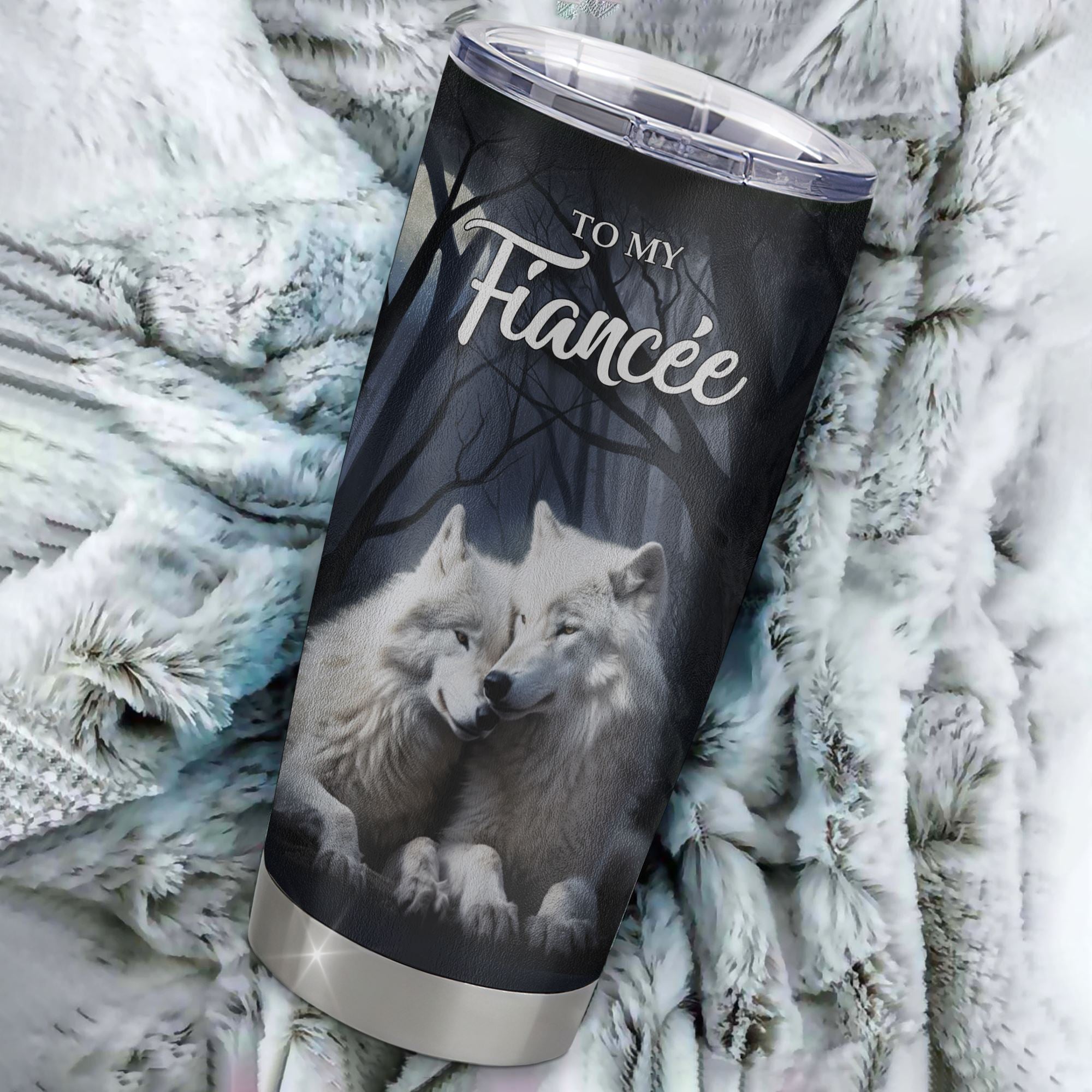 Personalized To My Fiancée Tumbler From Fiancé Stainless Steel Cup Wolf Never Forget That I Love You Fiancée Birthday Valentine Anniversary Day Christmas Travel Mug | teecentury