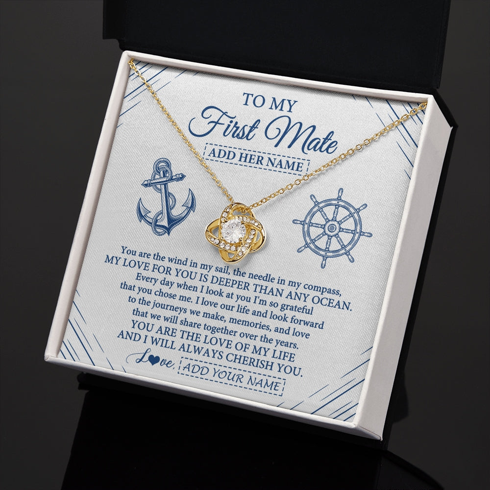 Love Knot Necklace 18K Yellow Gold Finish | 2 | Personalized To My First Mate Necklace From Husband Sailing Cruise Ships Wife Birthday Anniversary Wedding Valentines Christmas Custom Gift Box Message Card | https://teecentury.
