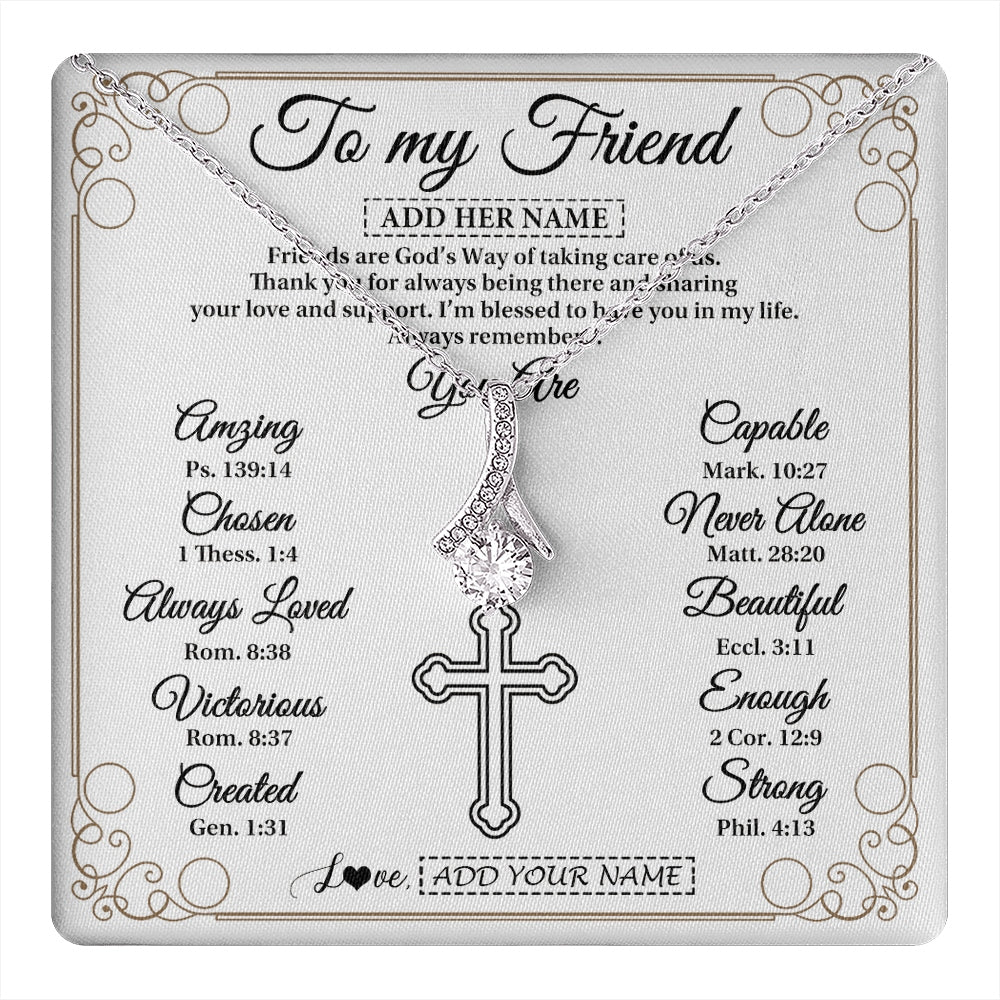 Alluring Beauty Necklace 14K White Gold Finish | 1 | Personalized To My Friend Gifts Necklace From Besties Always Remember You Are Friend Birthday Gifts Christmas Friendship Christian Custom Gift Box Message Card | https://teecentury.