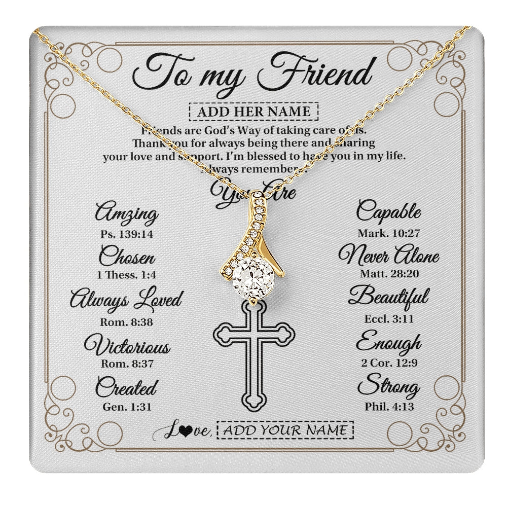 Alluring Beauty Necklace 18K Yellow Gold Finish | 1 | Personalized To My Friend Gifts Necklace From Besties Always Remember You Are Friend Birthday Gifts Christmas Friendship Christian Custom Gift Box Message Card | https://teecentury.