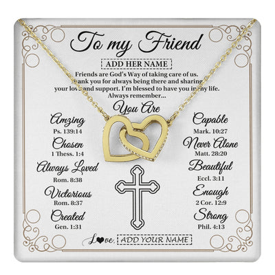 Interlocking Hearts Necklace 18K Yellow Gold Finish | 1 | Personalized To My Friend Gifts Necklace From Besties Always Remember You Are Friend Birthday Gifts Christmas Friendship Christian Custom Gift Box Message Card | https://teecentury.