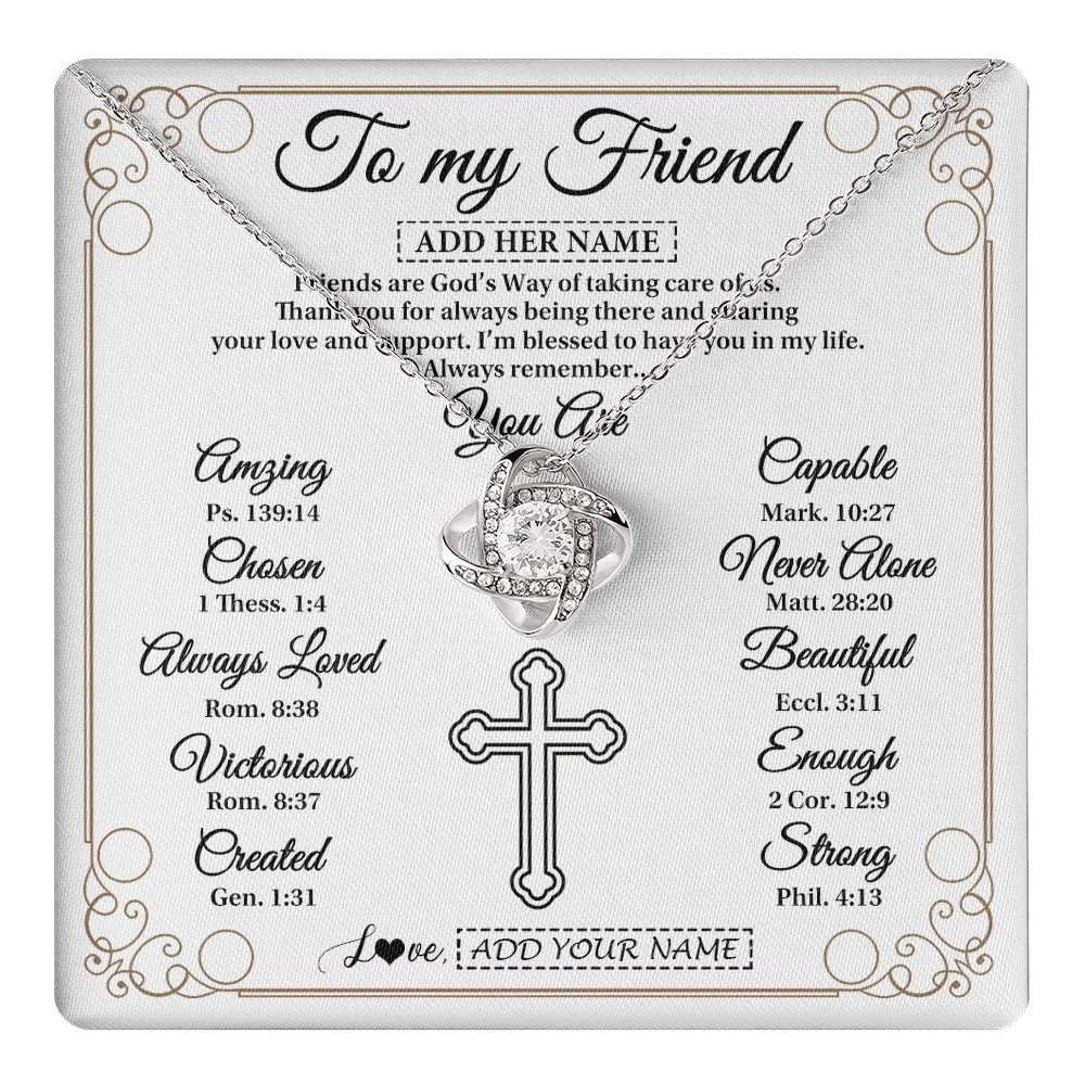 Love Knot Necklace 14K White Gold Finish | 1 | Personalized To My Friend Gifts Necklace From Besties Always Remember You Are Friend Birthday Gifts Christmas Friendship Christian Custom Gift Box Message Card | https://teecentury.