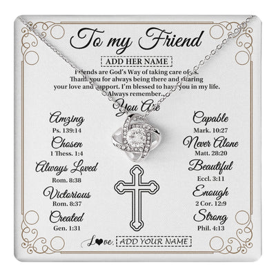 Love Knot Necklace 14K White Gold Finish | 1 | Personalized To My Friend Gifts Necklace From Besties Always Remember You Are Friend Birthday Gifts Christmas Friendship Christian Custom Gift Box Message Card | https://teecentury.