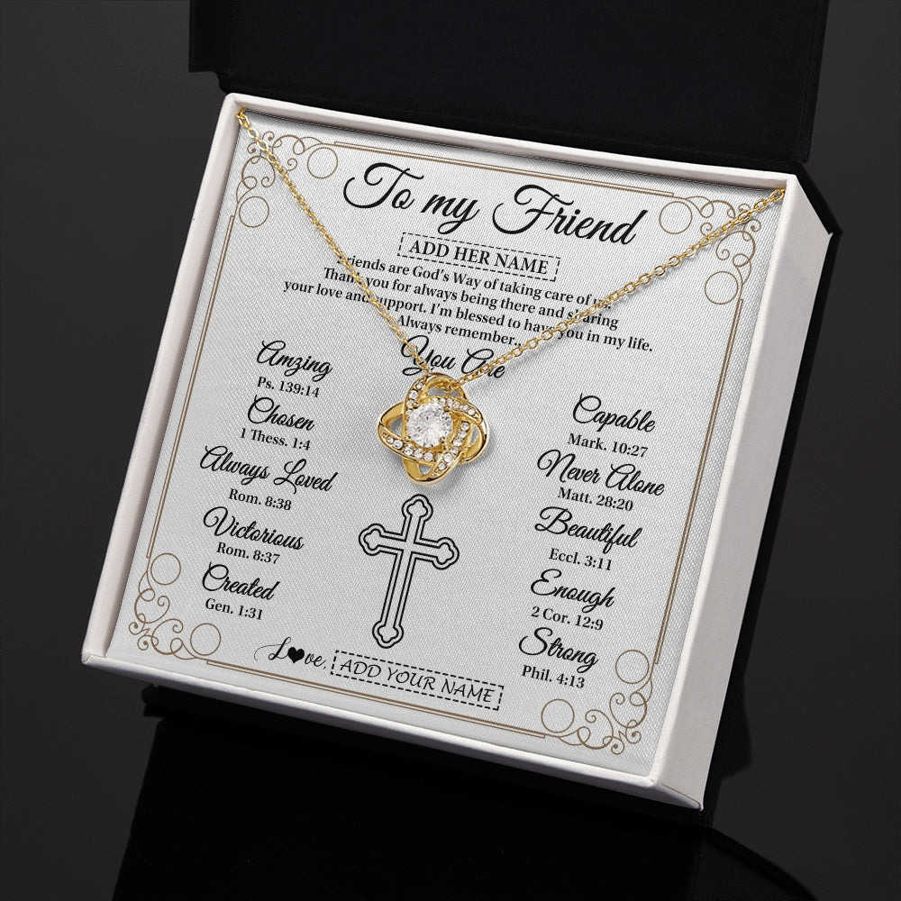 Love Knot Necklace 18K Yellow Gold Finish | 2 | Personalized To My Friend Gifts Necklace From Besties Always Remember You Are Friend Birthday Gifts Christmas Friendship Christian Custom Gift Box Message Card | https://teecentury.