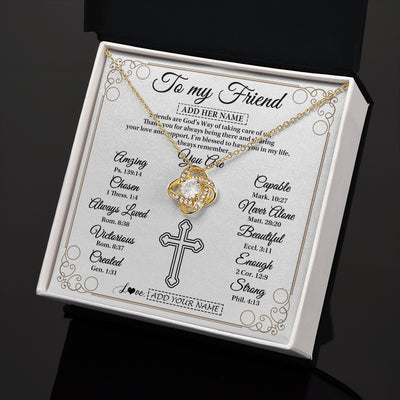 Love Knot Necklace 18K Yellow Gold Finish | 2 | Personalized To My Friend Gifts Necklace From Besties Always Remember You Are Friend Birthday Gifts Christmas Friendship Christian Custom Gift Box Message Card | https://teecentury.