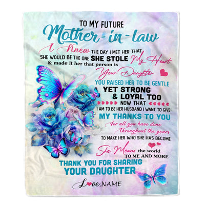 Personalized To My Future Mother In Law Blanket From Daughter Thank You For Sharing Son Mother In Law Birthday Mothers Day Christmas Customized Fleece Blanket | teecentury