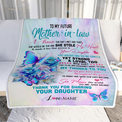 Personalized To My Future Mother In Law Blanket From Daughter Thank You For Sharing Son Mother In Law Birthday Mothers Day Christmas Customized Fleece Blanket | teecentury