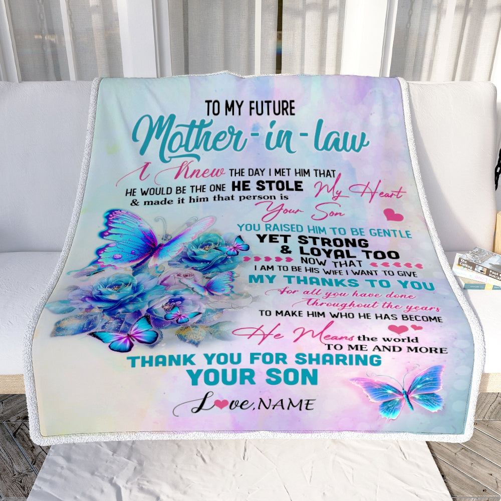 Personalized To My Future Mother In Law Blanket From Son Thank You For Sharing Daughter Mother In Law Birthday Mothers Day Christmas Customized Fleece Blanket | teecentury