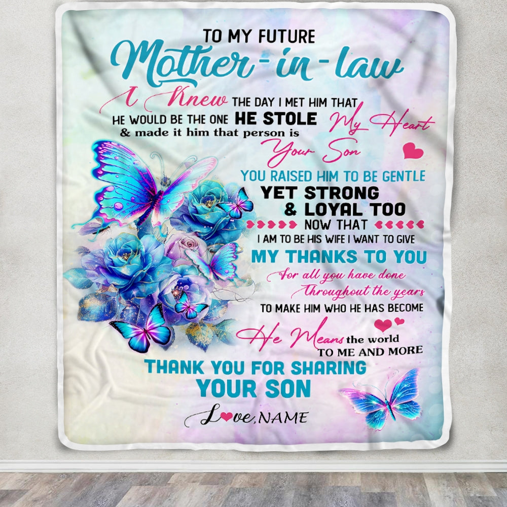 Personalized To My Future Mother In Law Blanket From Son Thank You For Sharing Daughter Mother In Law Birthday Mothers Day Christmas Customized Fleece Blanket | teecentury