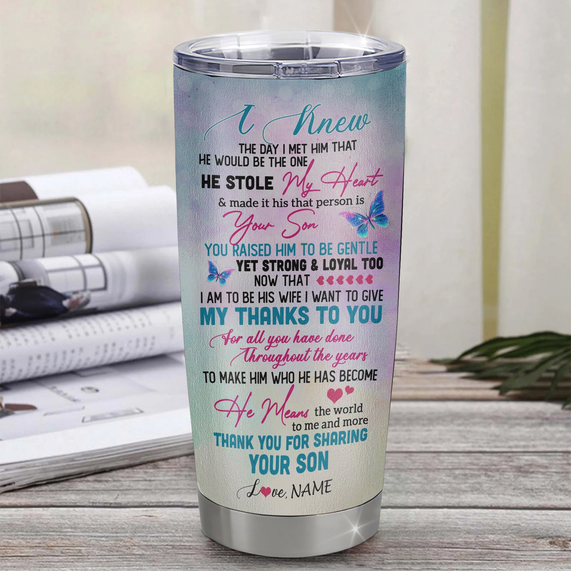 Personalized To My Future Mother In Law From Son Stainless Steel Tumbler Cup Thank You For Sharing Your Daughter Mother In Law Birthday Mothers Day Christmas Travel Mug | teecentury