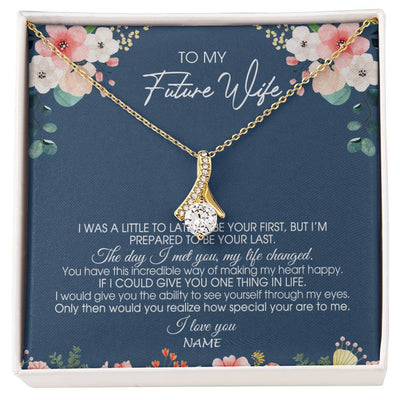 Alluring Beauty Necklace 18K Yellow Gold Finish | Personalized To My Future Wife Necklace From Boyfriend Love You Soulmate Girlfriend Wife Birthday Anniversary Valentines Day Christmas Customized Message Card | teecentury
