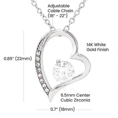 Forever Love Necklace 14K White Gold Finish | Personalized To My Future Wife Necklace Meeting You Fiancée Girlfriend Wife Jewelry Gifts Birthday Valentines Day Christmas Customized Gift Box Message Card | teecentury