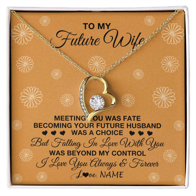 Forever Love Necklace 18K Yellow Gold Finish | Personalized To My Future Wife Necklace Meeting You Fiancée Girlfriend Wife Jewelry Gifts Birthday Valentines Day Christmas Customized Gift Box Message Card | teecentury