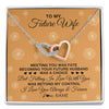 Interlocking Hearts Necklace Stainless Steel & Rose Gold Finish | Personalized To My Future Wife Necklace Meeting You Fiancée Girlfriend Wife Jewelry Gifts Birthday Valentines Day Christmas Customized Gift Box Message Card | teecentury