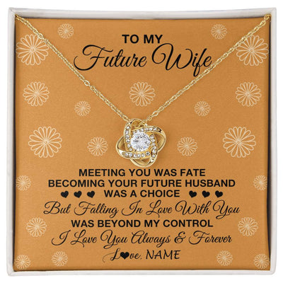 Love Knot Necklace 18K Yellow Gold Finish | Personalized To My Future Wife Necklace Meeting You Fiancée Girlfriend Wife Jewelry Gifts Birthday Valentines Day Christmas Customized Gift Box Message Card | teecentury