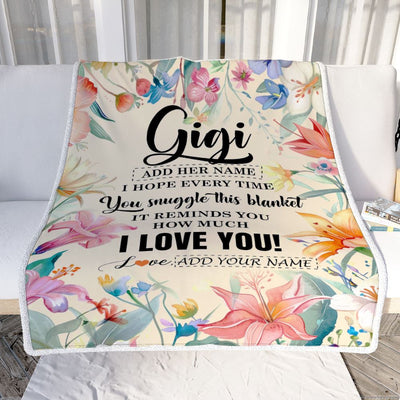 Personalized To My Gigi Blanket From Granddaughter Grandson Floral I Love You Great Gigi Birthday Gifts Mothers Day Christmas Customized Fleece Blanket | teecentury
