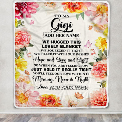 Personalized To My Gigi Blanket From Grandkids Granddaughter Floral We Hugged This Lovely Gigi Birthday Gifts Mothers Day Christmas Customized Fleece Blanket | teecentury