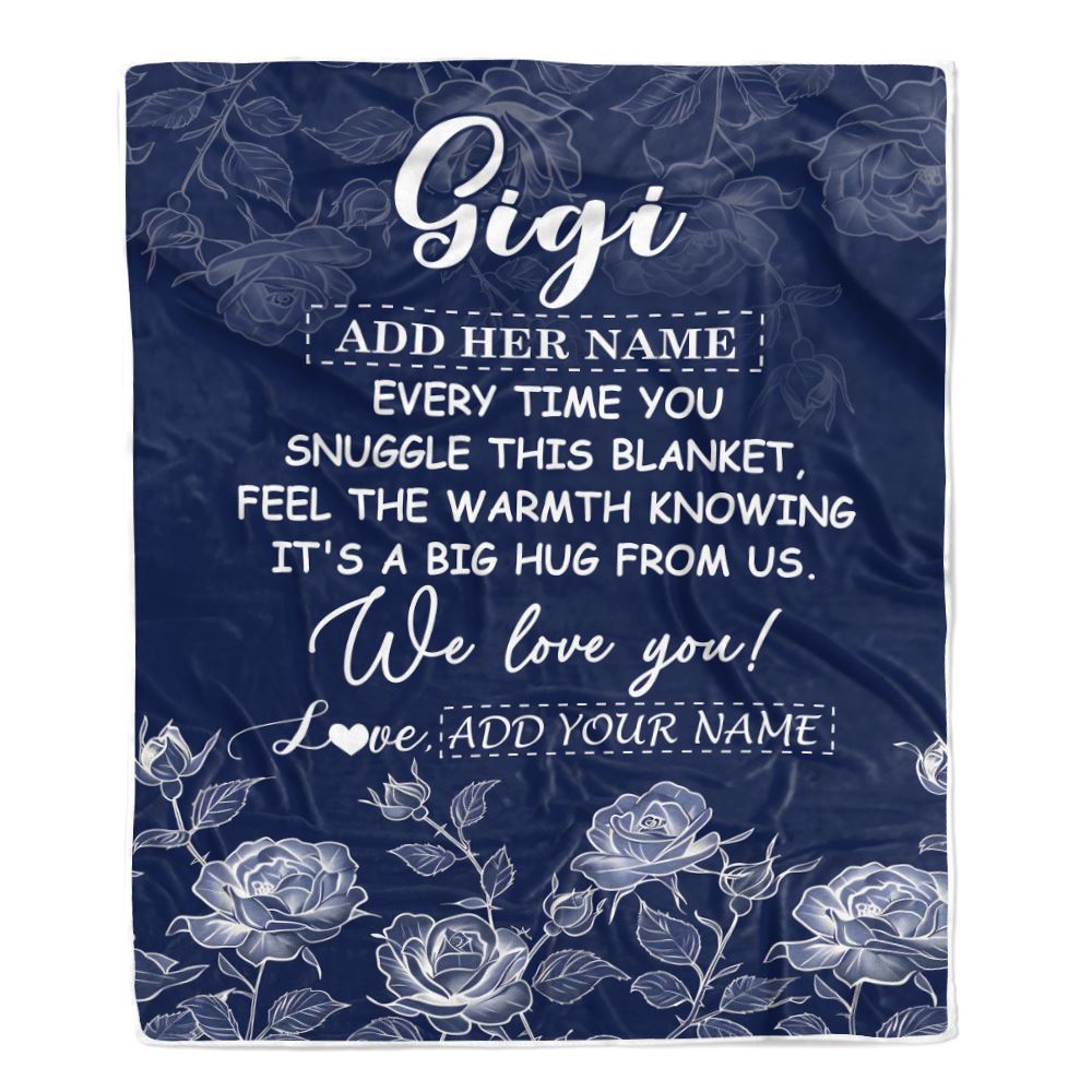 Personalized To My Gigi Gifts Blanket From Granddaughter Grandson Blue Flower Love You Birthday Gifts For Gigi Mothers Day Christmas Gigi Fleece Throw Blanket | teecentury