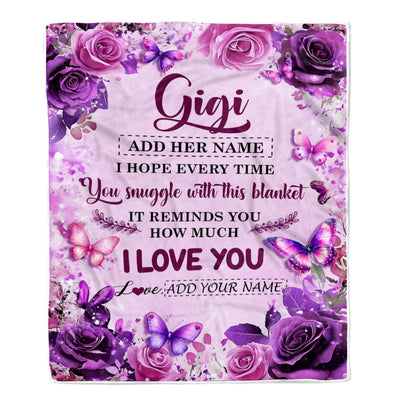 Personalized To My Gigi Gifts Blanket From Granddaughter Grandson Purple Floral Birthday Gifts For Gigi Mothers Day Christmas Custom Fleece Blanket | teecentury