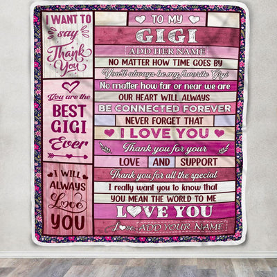 Personalized To My Gigi Gifts Blanket From Granddaughter Grandson Wood My Favorite Gigi Birthday Gifts Mothers Day Christmas Customized Fleece Blanket | teecentury