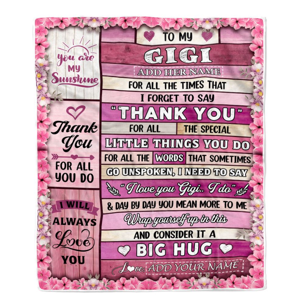 Personalized To My Gigi Gifts Blanket From Granddaughter Grandson Wood Thank You Best Gigi Birthday Gifts Mothers Day Christmas Custom Name Fleece Blanket | teecentury