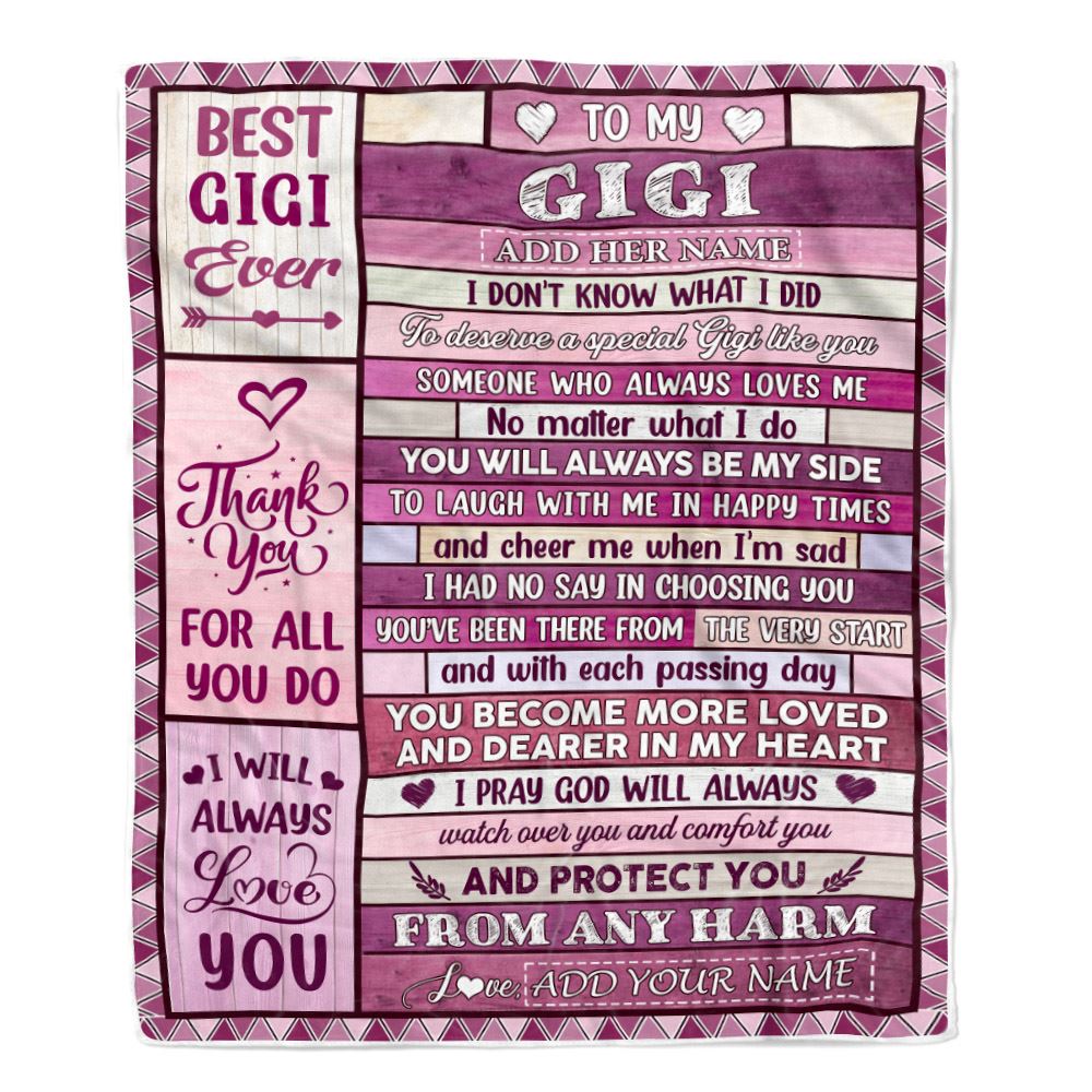 Personalized To My Gigi Gifts Blanket From Granddaughter Grandson Wood Thank You For All Gifts For Gigi Mothers Day Birthday Christmas Fleece Blanket | teecentury