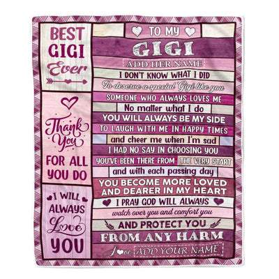 Personalized To My Gigi Gifts Blanket From Granddaughter Grandson Wood Thank You For All Gifts For Gigi Mothers Day Birthday Christmas Fleece Blanket | teecentury