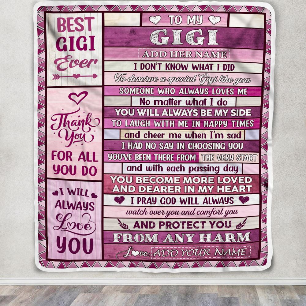 Personalized To My Gigi Gifts Blanket From Granddaughter Grandson Wood Thank You For All Gifts For Gigi Mothers Day Birthday Christmas Fleece Blanket | teecentury