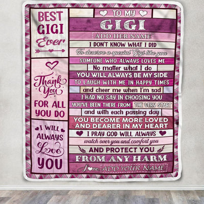 Personalized To My Gigi Gifts Blanket From Granddaughter Grandson Wood Thank You For All Gifts For Gigi Mothers Day Birthday Christmas Fleece Blanket | teecentury
