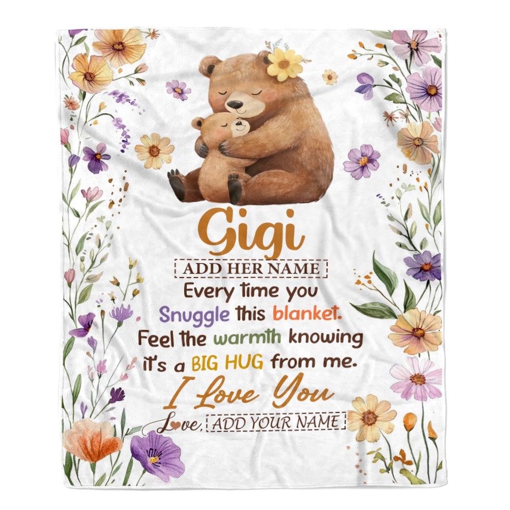 Personalized To My Gigi Gifts From Granddaughter Grandson Blanket Bear Big Hug Birthday Present Gift Idea For Gigi Mothers Day Christmas Custom Fleece Blanket Shirt & Hoodie | teecentury