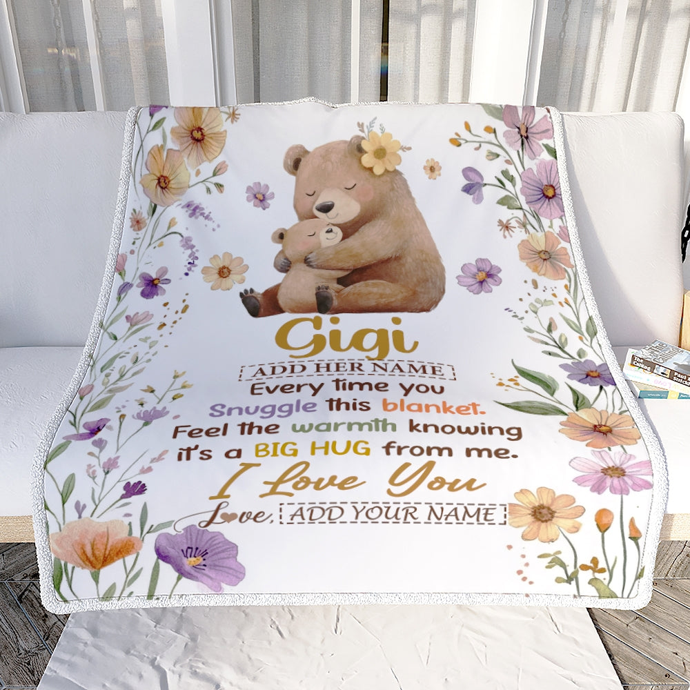 Personalized To My Gigi Gifts From Granddaughter Grandson Blanket Bear Big Hug Birthday Present Gift Idea For Gigi Mothers Day Christmas Custom Fleece Blanket Shirt & Hoodie | teecentury