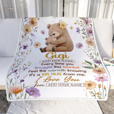 Personalized To My Gigi Gifts From Granddaughter Grandson Blanket Bear Big Hug Birthday Present Gift Idea For Gigi Mothers Day Christmas Custom Fleece Blanket Shirt & Hoodie | teecentury
