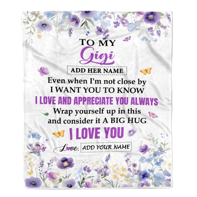 Personalized To My Gigi Gifts From Granddaughter Grandson Blanket I Love You Purple Floral Birthday Gift Idea For Gigi Gifts Christmas Custom Fleece Blanket | teecentury