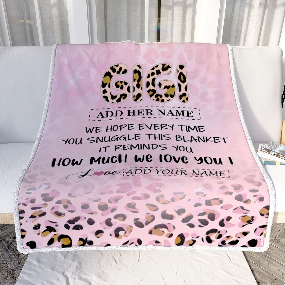 Personalized To My Gigi Gifts From Granddaughter Grandson Blanket Pink Leopard Happy Birthday Gifts For Gigi Mothers Day Christmas Customized Fleece Blanket | teecentury